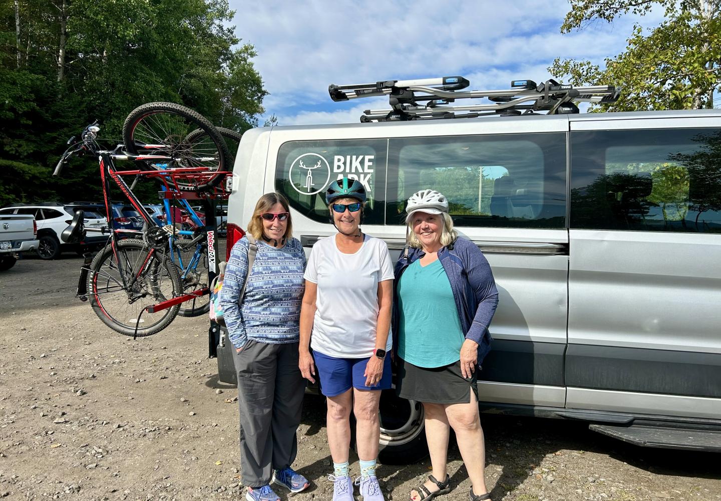 Cyclists enjoy a shuttle for a one-way ride on the Adirondack Rail Trail