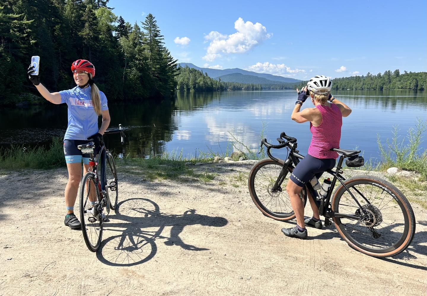 Cyclists enjoy the view at Franklin Falls Flow