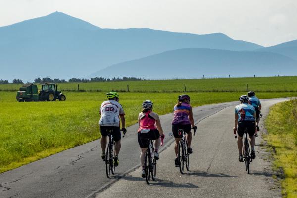 A group of riders enjoys the calm, picturesque stretch along Norman Ridge. 