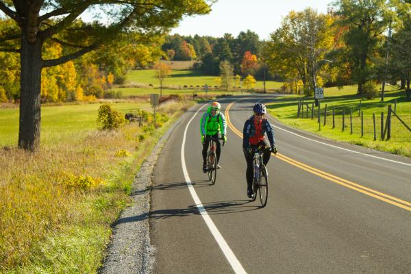 Riders enjoy the low traffic country roads of Essex County during Bike the Barns.