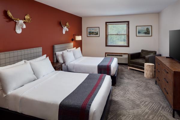 A standard double room at the Lodge at Schroon Lake