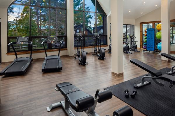 The fitness room at the Lodge at Schroon Lake