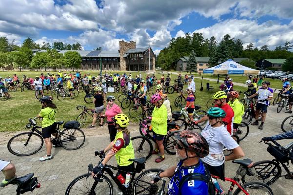 125 riders gather for opening ride sendoff.
