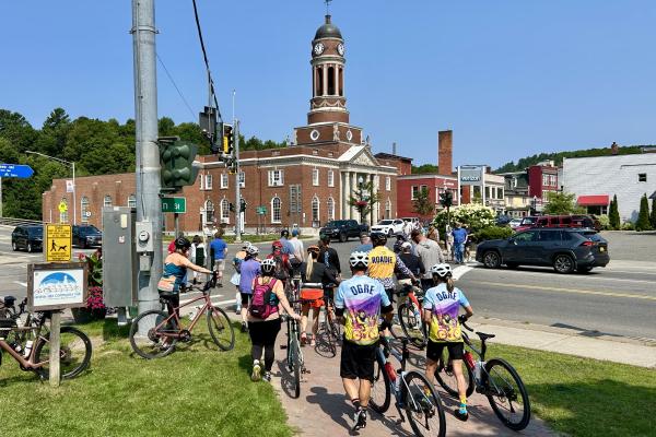 Getting ready to roll through downtown Saranac Lake from the Farmers Market.