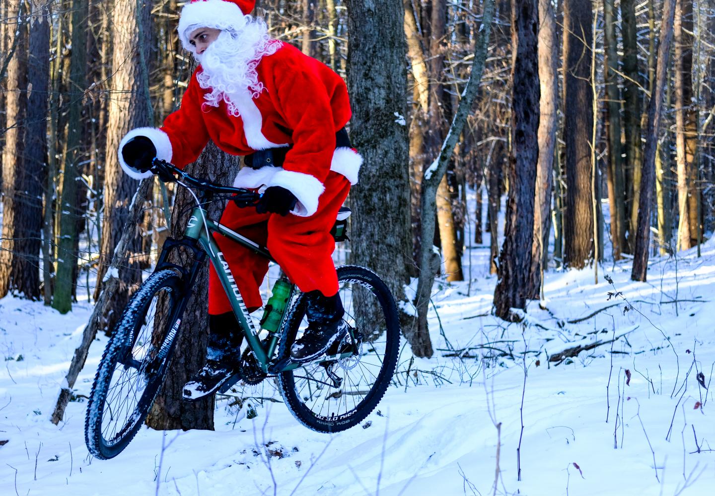 Santa rips it up at Great Bear Recreation Area in Fulton, NY.