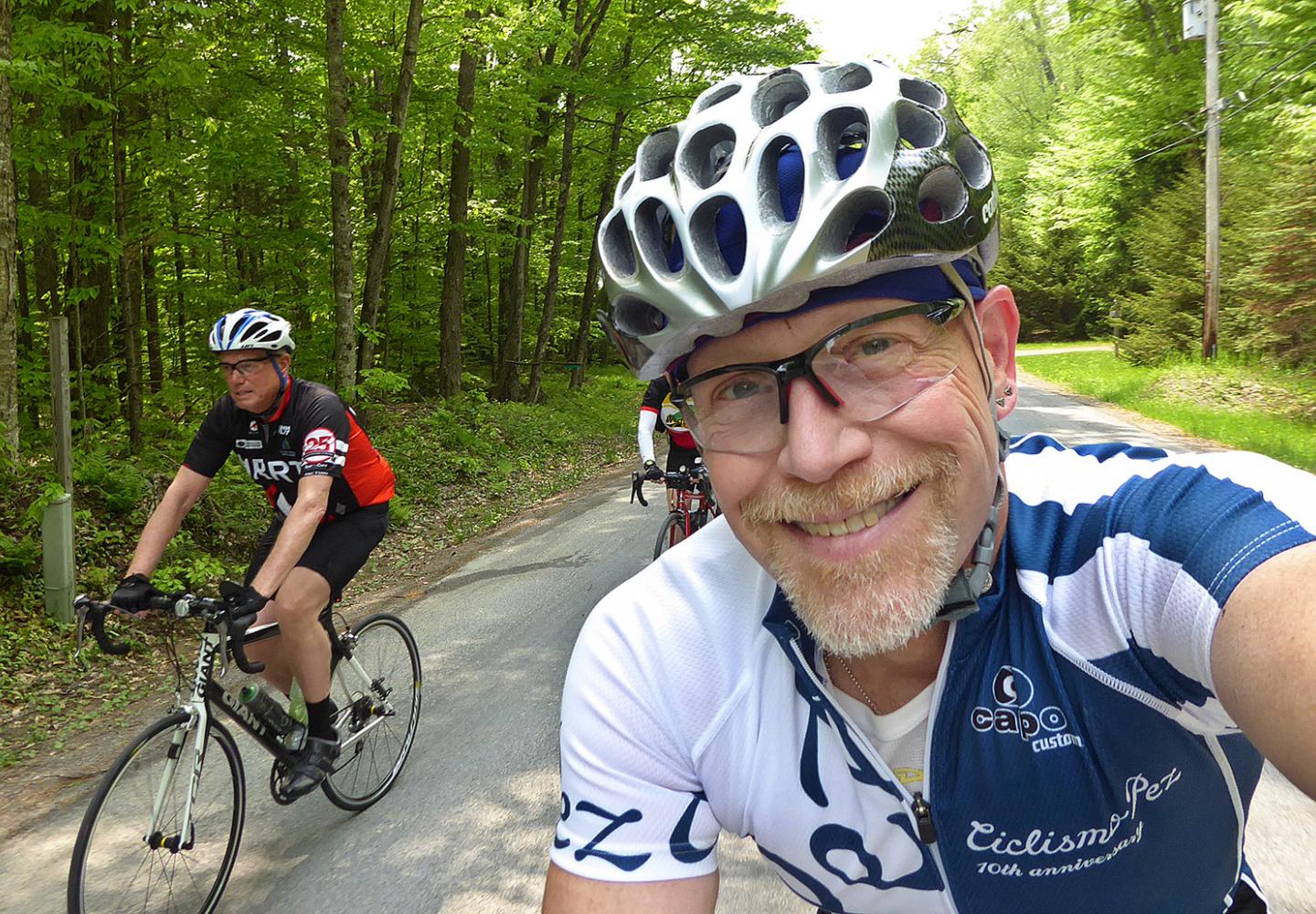 All smiles along the fine gravel of the Central Adirondacks.