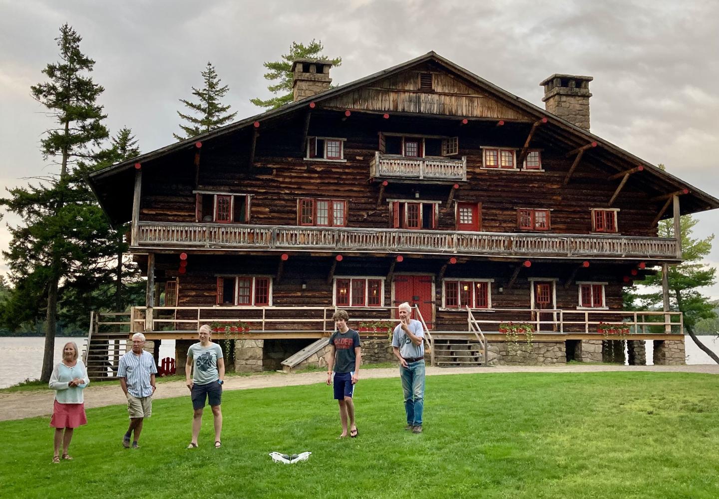 Bocce on the lawn in front of the main lodge. 