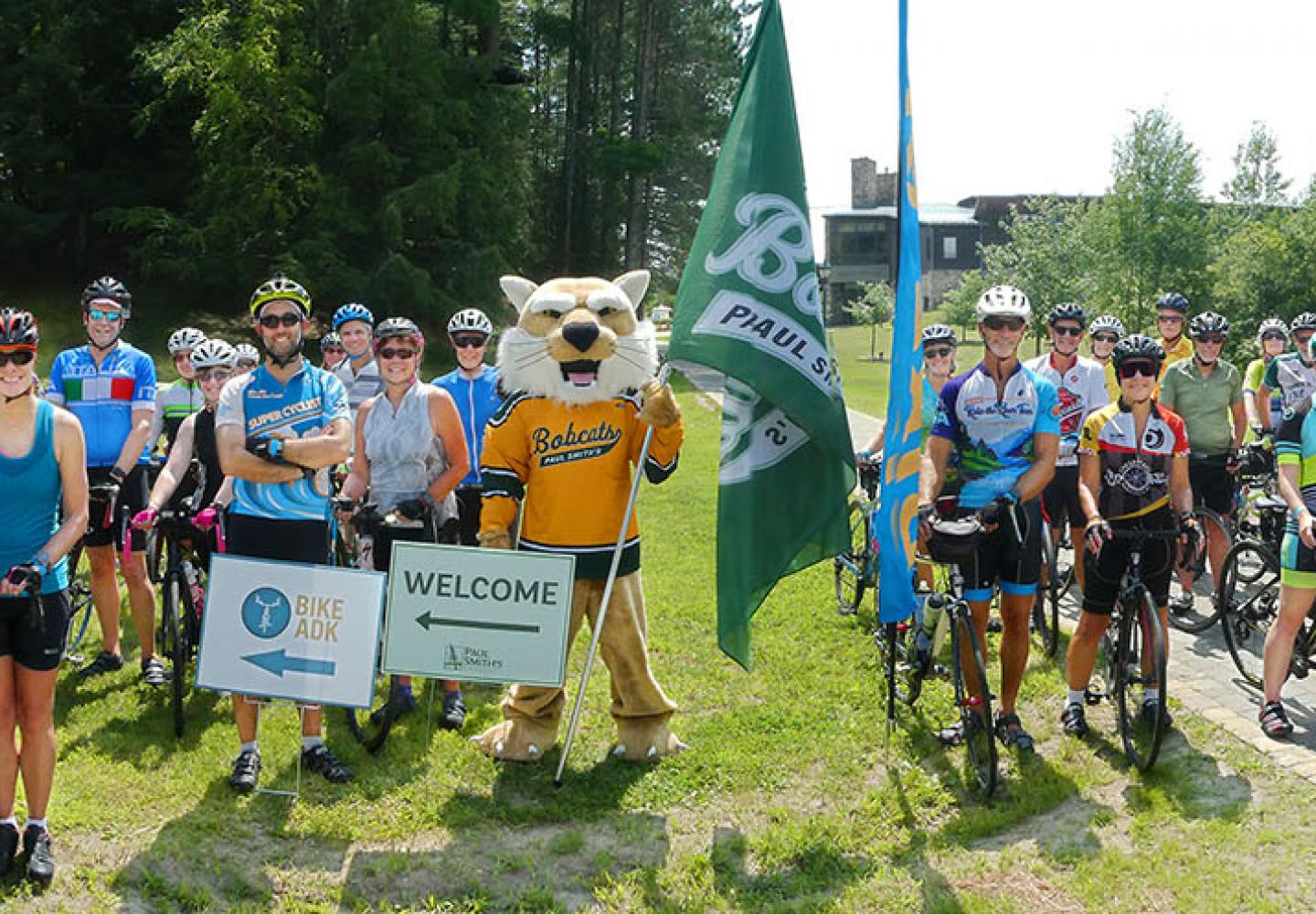 Group shot with the Paul Smith's College bobcat.