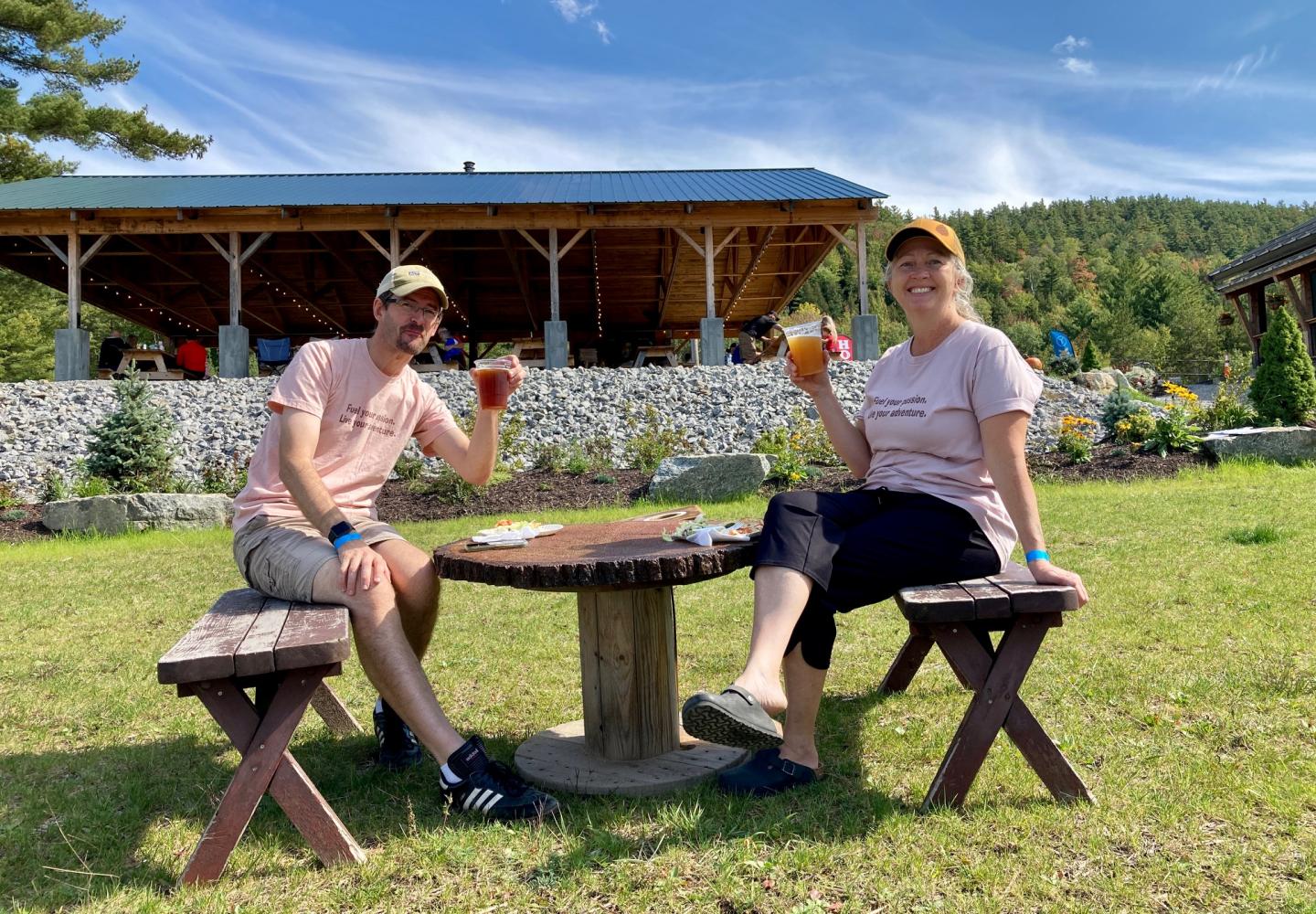 The Dak Bar team enjoys a tasty Paradox Brewery craft beer at the ride finish.