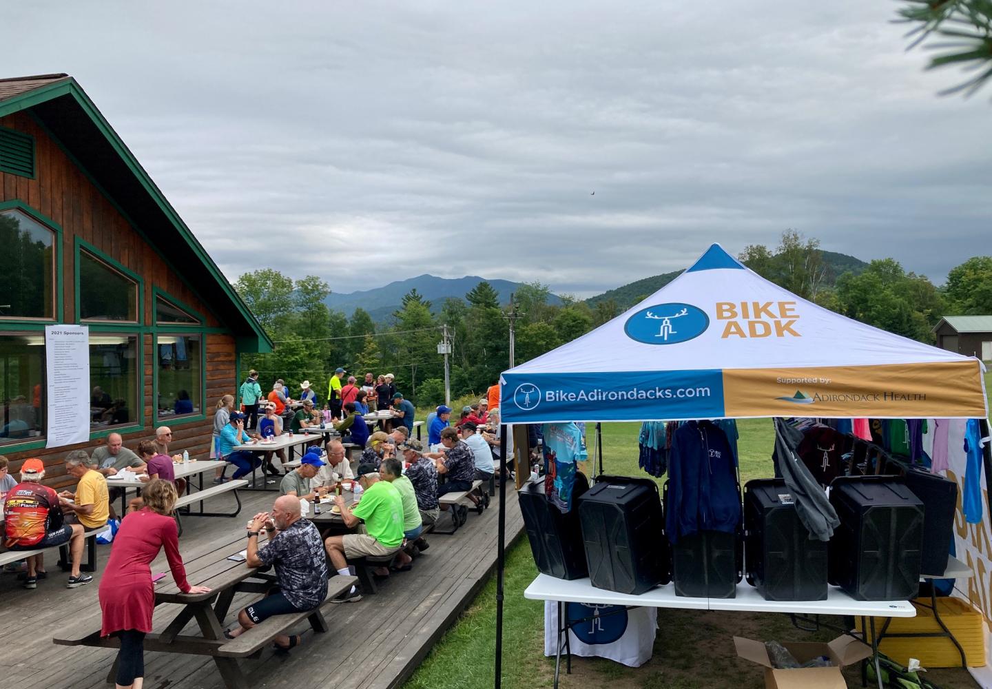 The post ride BBQ at Mt. Pisgah is always a hit during the Pat Stratton Ride, especially because of homemade pies!