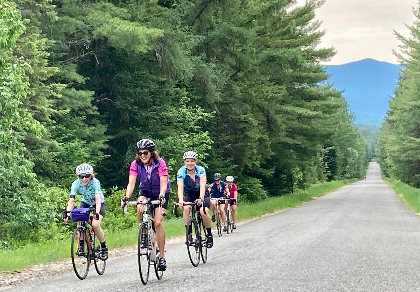 Adirondack Women's Weekend riders cruise one of the awesome backroads featured on the ladies only weekend. 