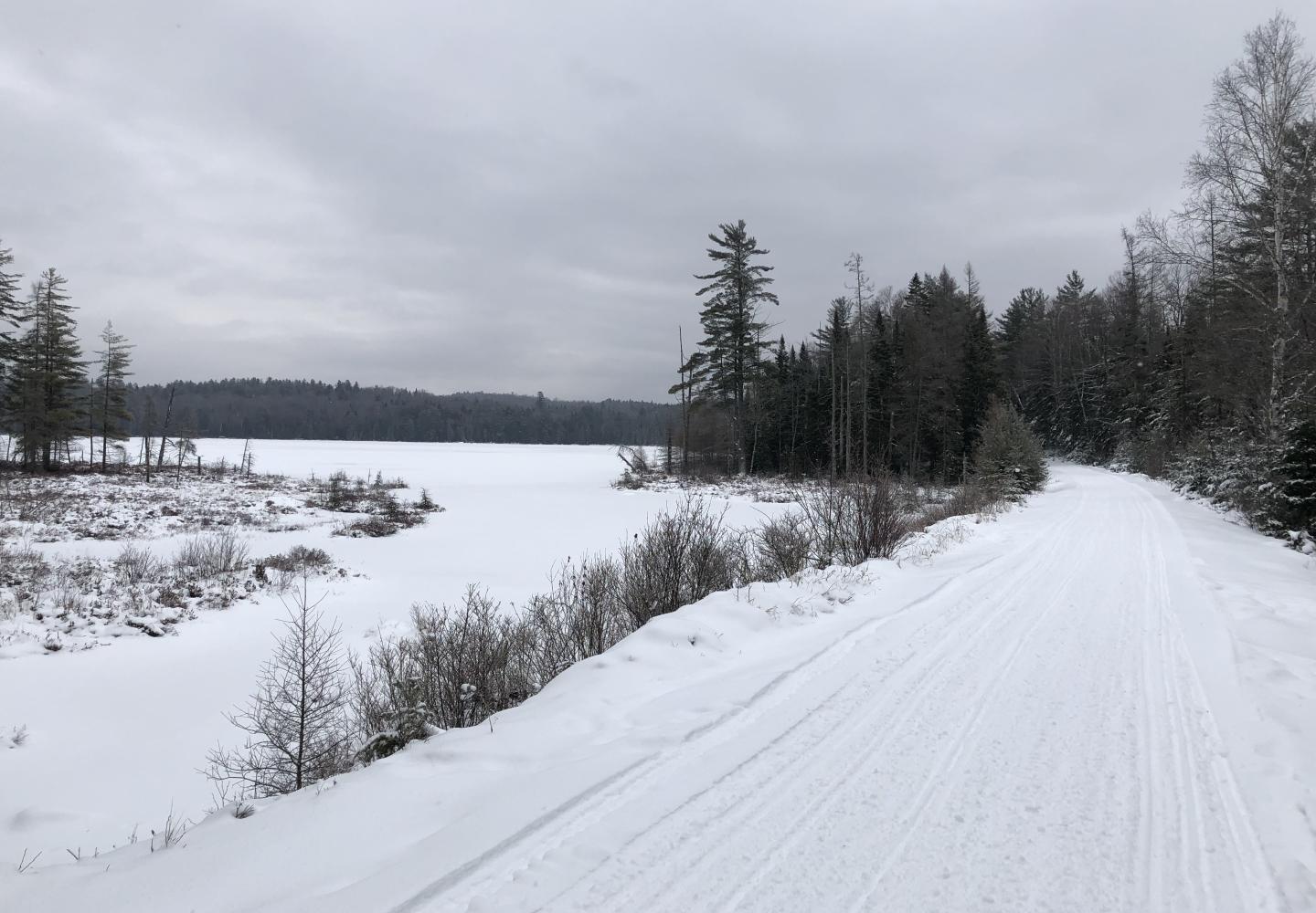 The Adirondack Rail Trail along McCauley Pond.