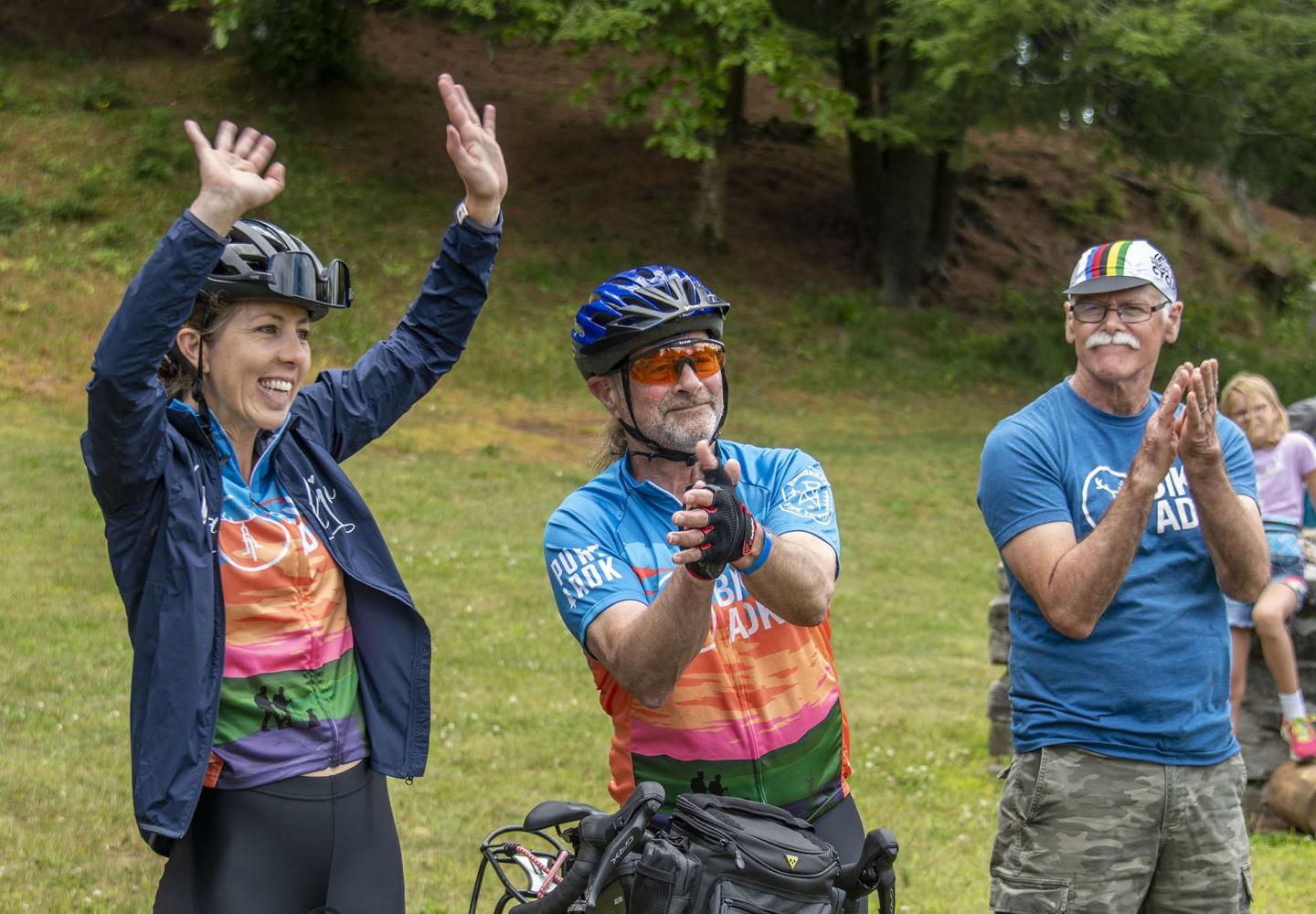 The BikeADK super team of Julianne, Jim and Mike in sendoff mode. 