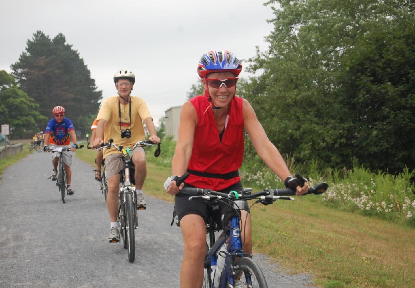 Riders enjoy a rail trail.