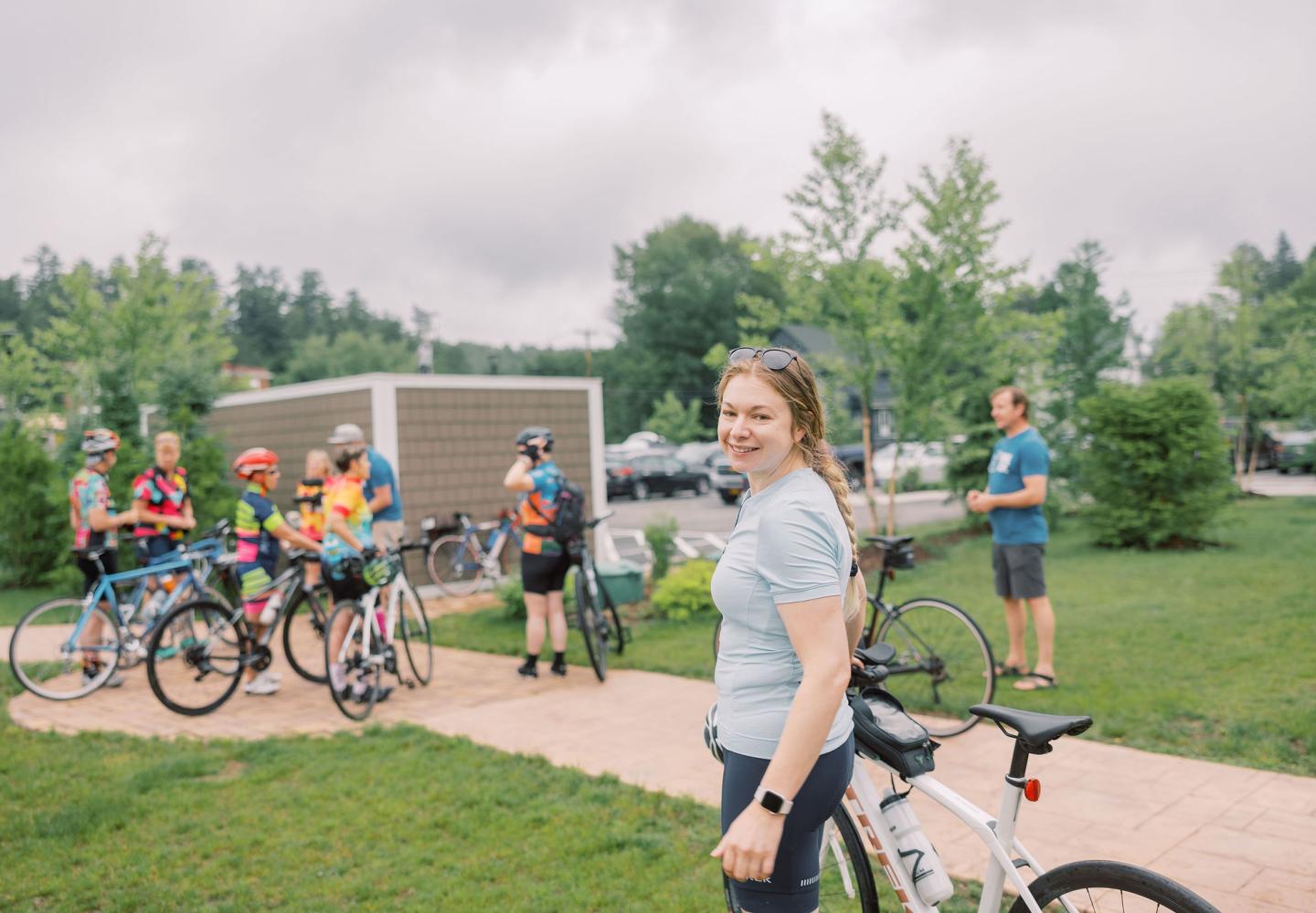 Gearing up to ride on Sunday from the Saranac Waterfront Lodge.