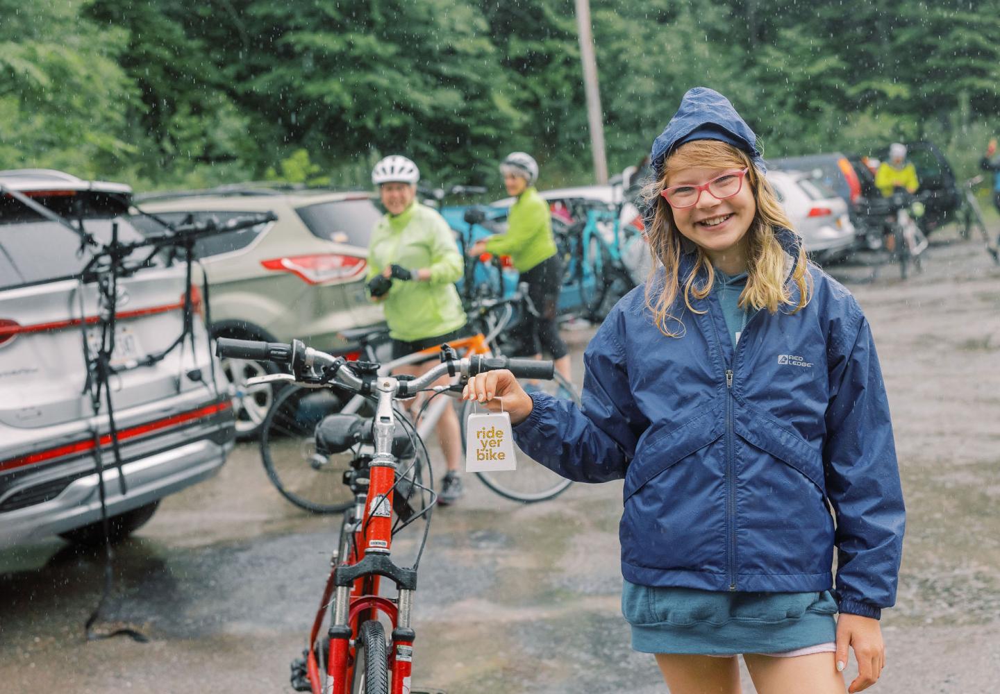 Pro cheerleader, Liesl, bringing the fun to the rain. 