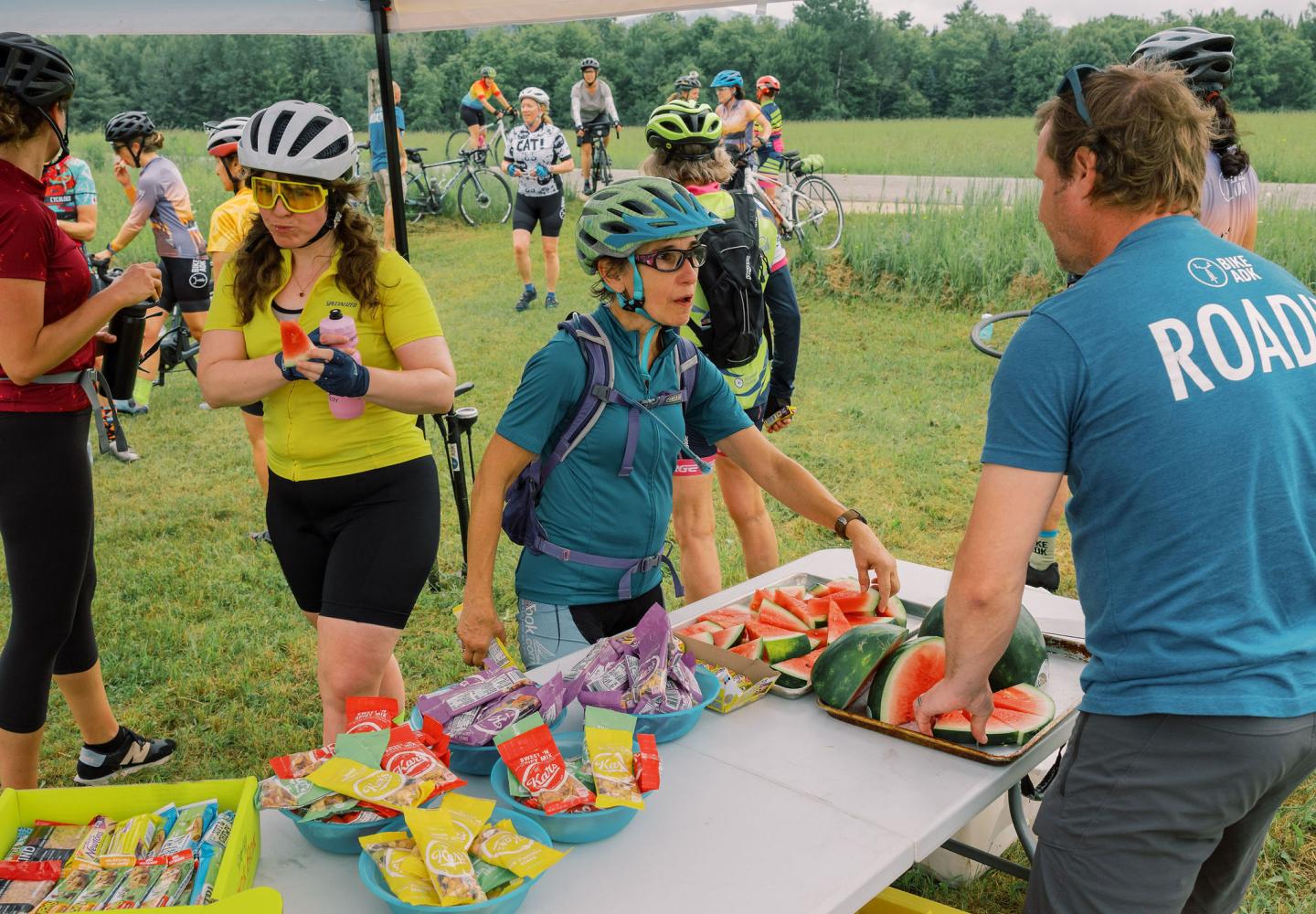 Fresh watermelon and other goodies at the rest stop.