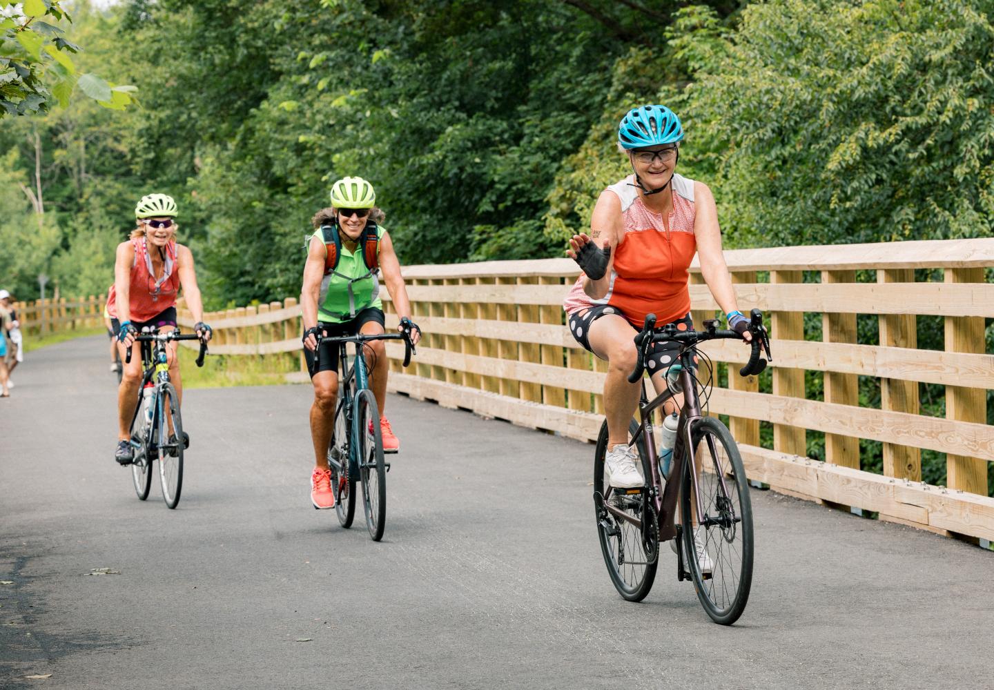 How else would you get to the Saranac Lake Farmer's Market. We'll take the Rail Trail.