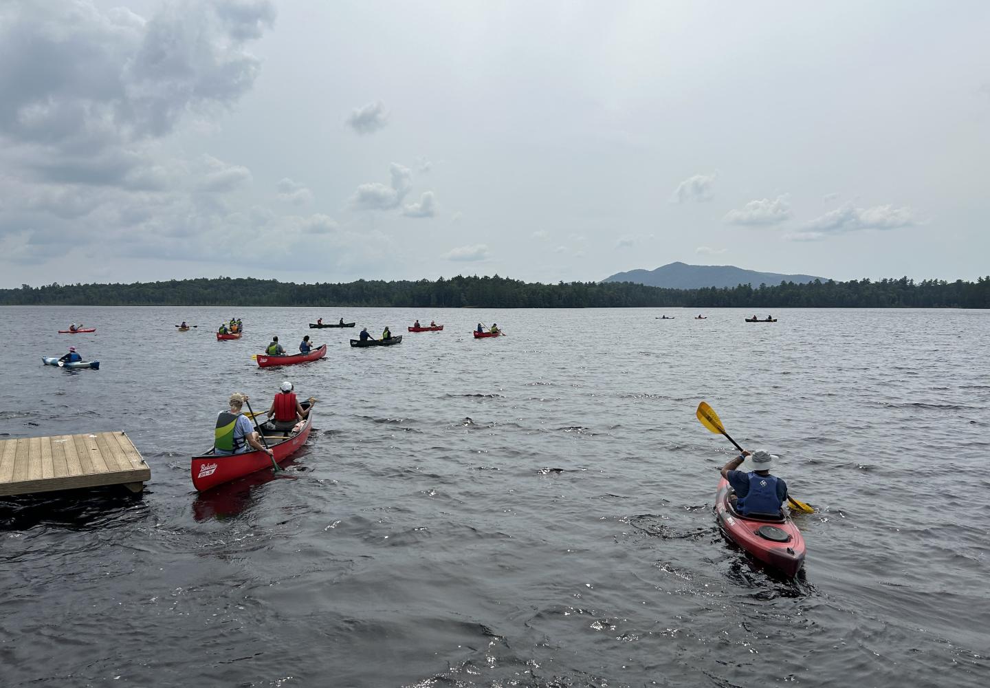 Weekender guests enjoy a guided paddle on Lower St. Regis Lake. 