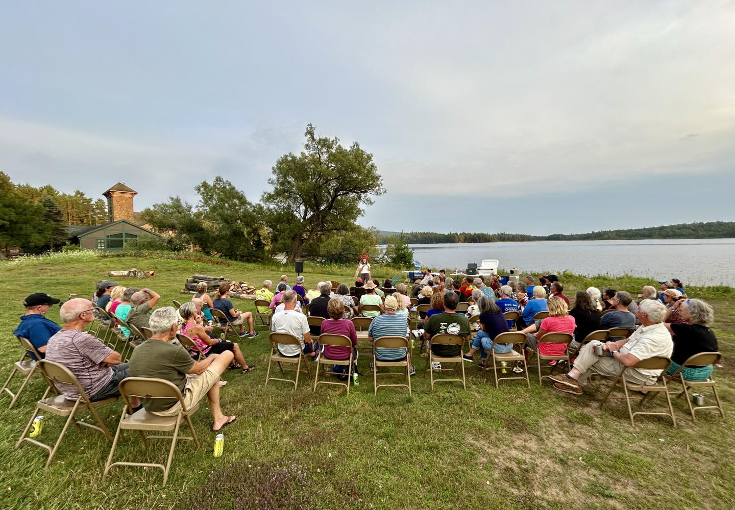 Fireside conservation chat.