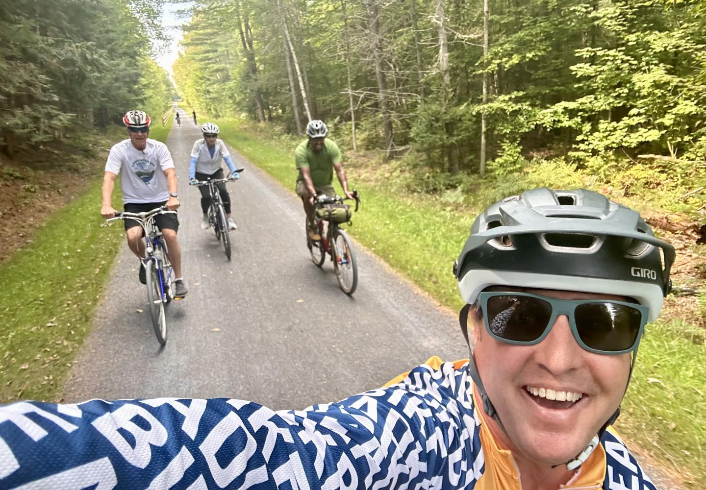 Cyclists enjoy Phase 2 of the Adirondack Rail Trail during the official opening day on Monday, August 26, 2024.