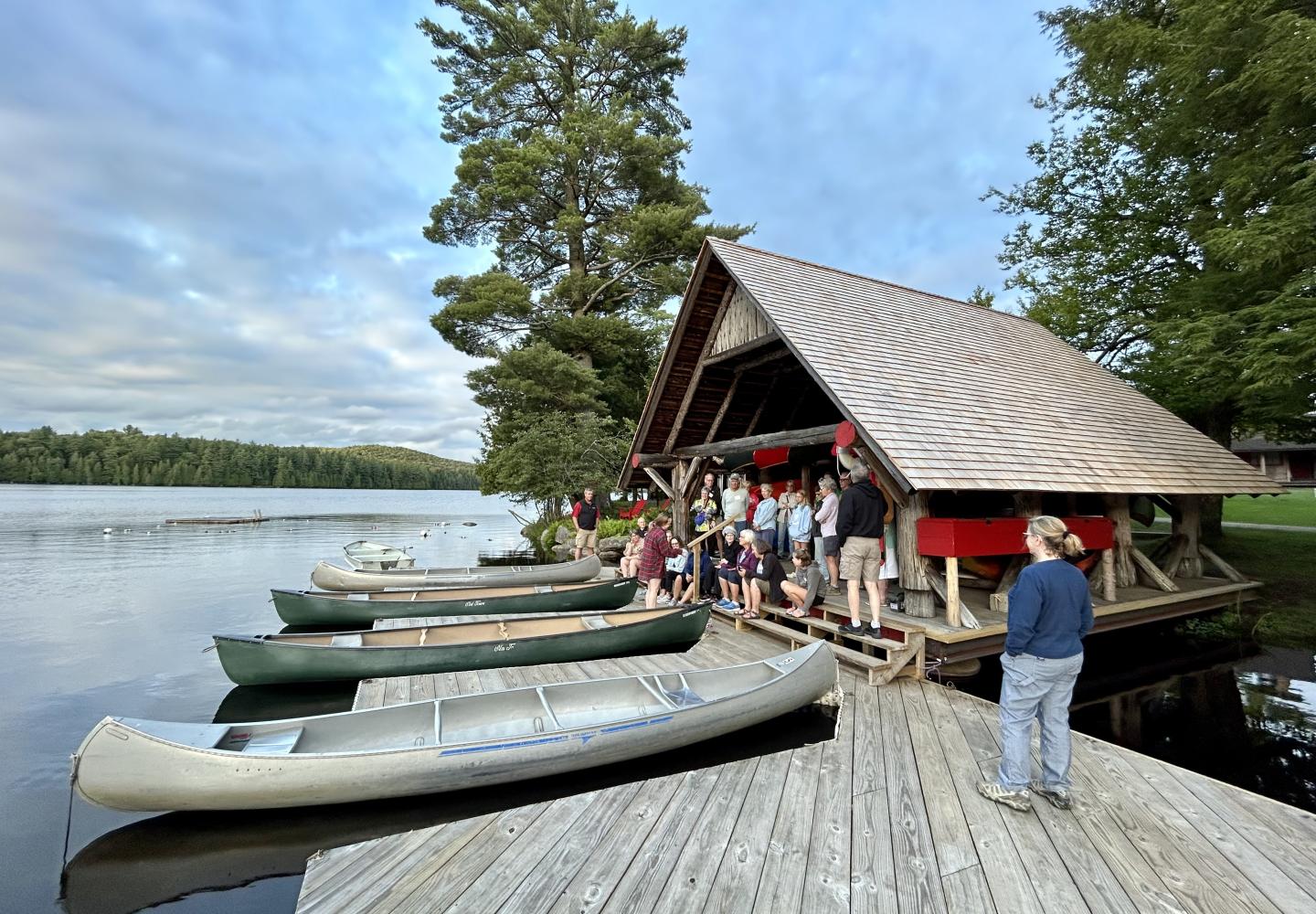 The boathouse view at Great Camp Sagamore