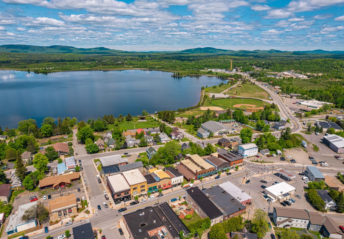 A scenic aerial view of spectacular Tupper Lake, NY