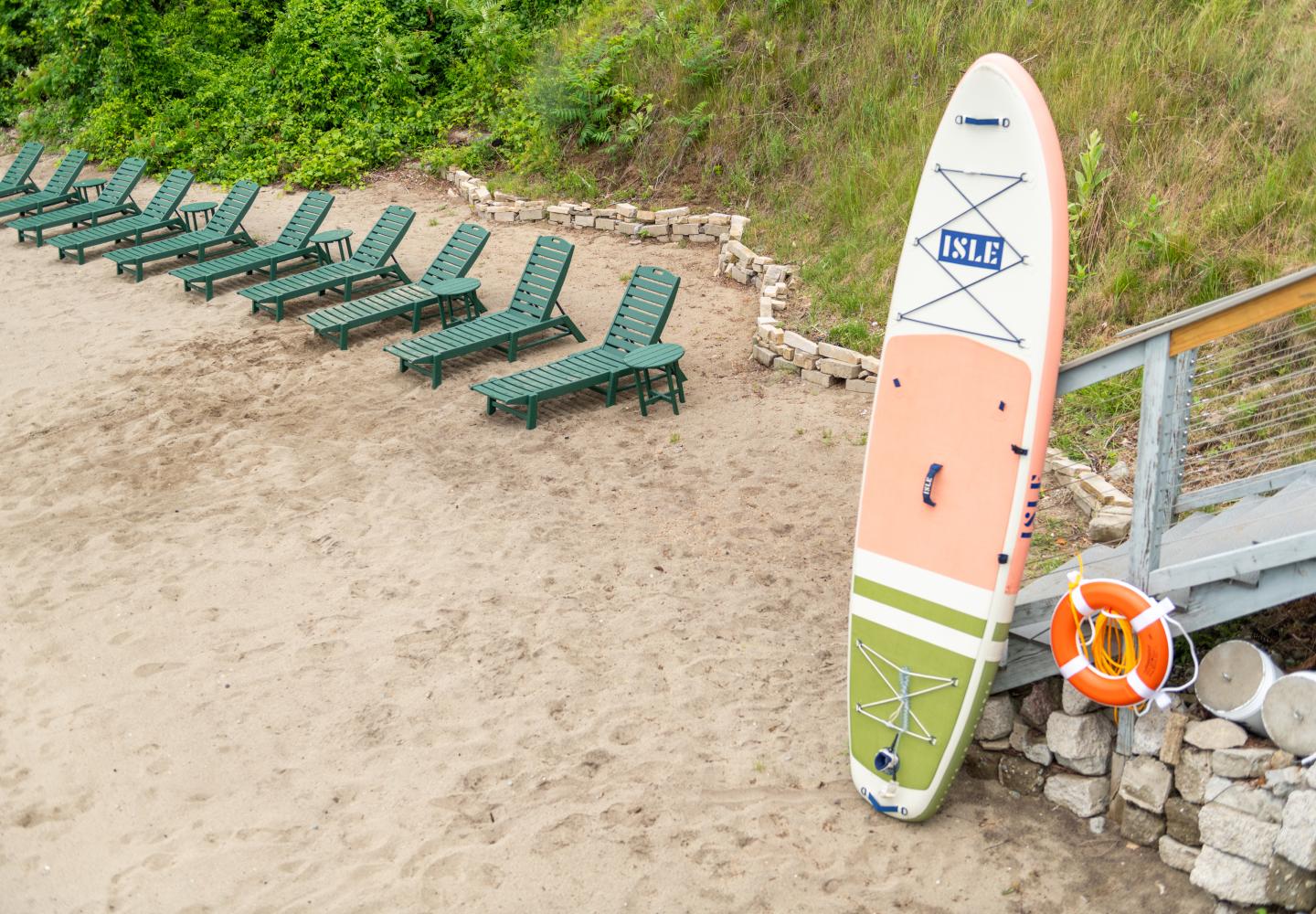 The private beach is open to all Lodge at Schroon Lake guests