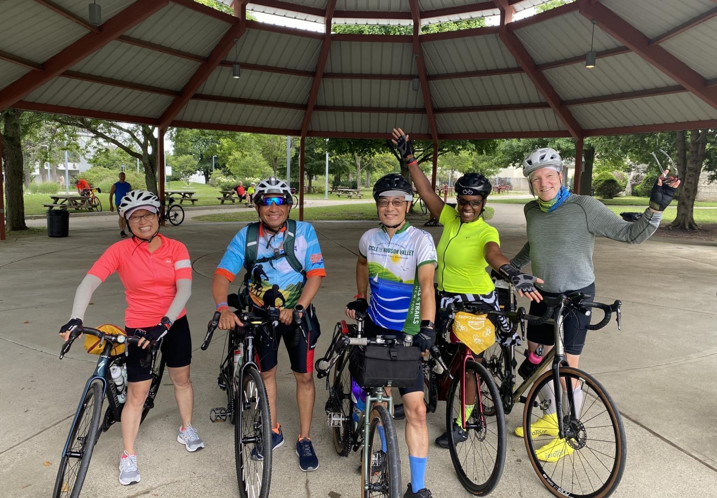 Cyclists celebrate during Cycle the Erie Canal hosted by Parks & Trails New York