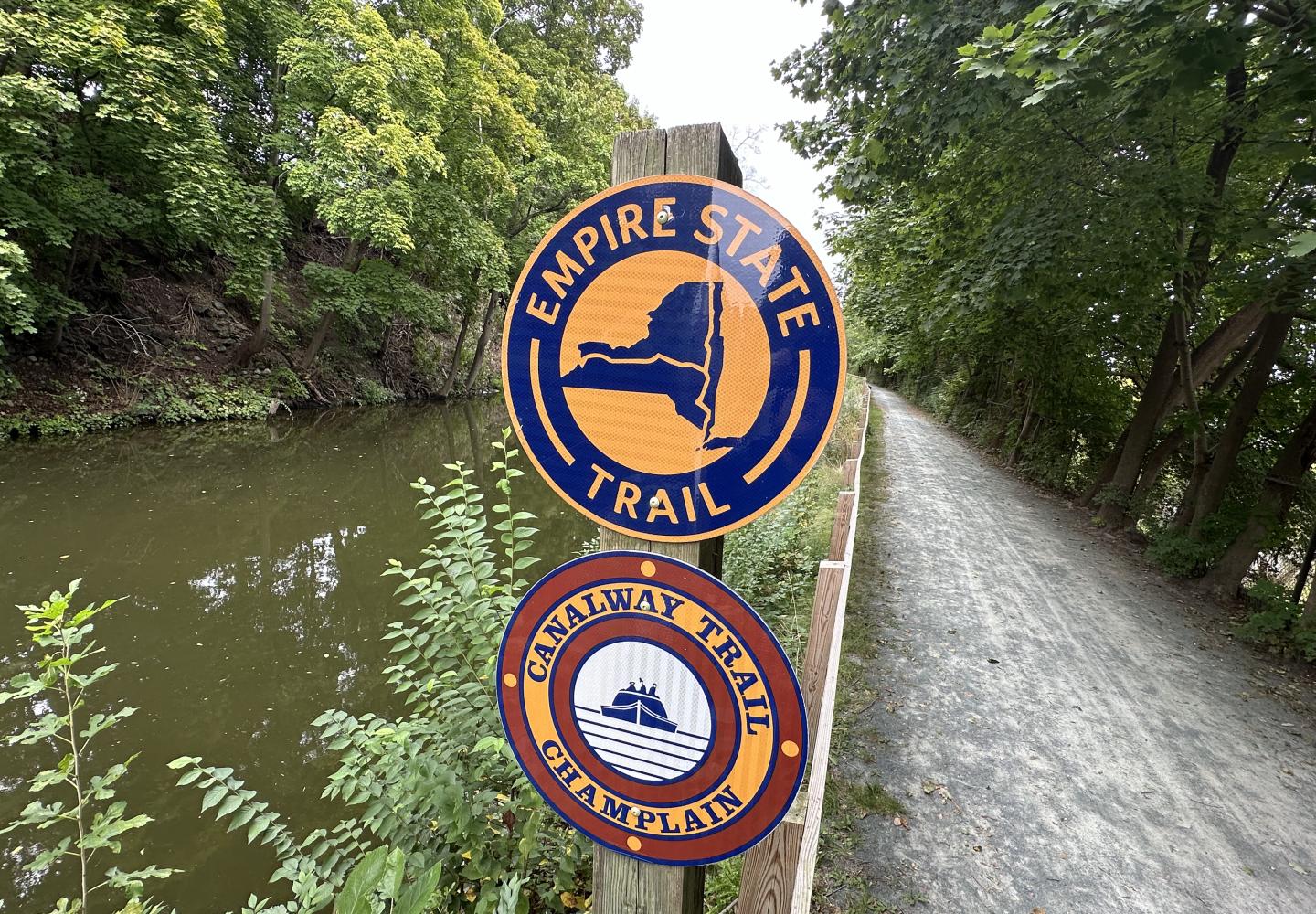 Signs along the Empire State Trail.