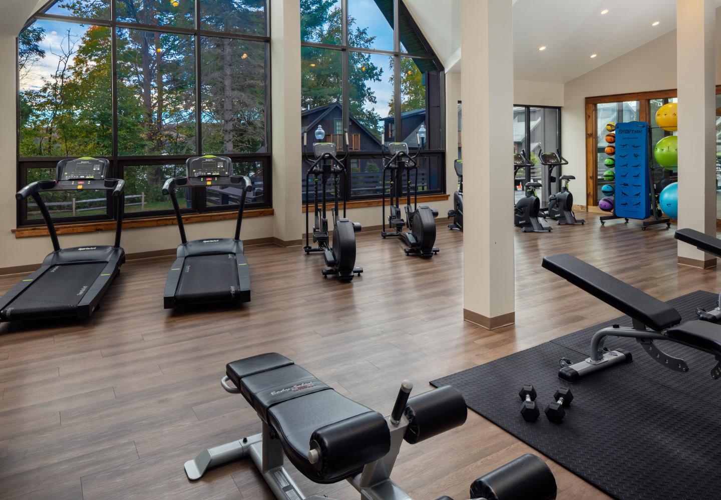 The fitness room at the Lodge at Schroon Lake