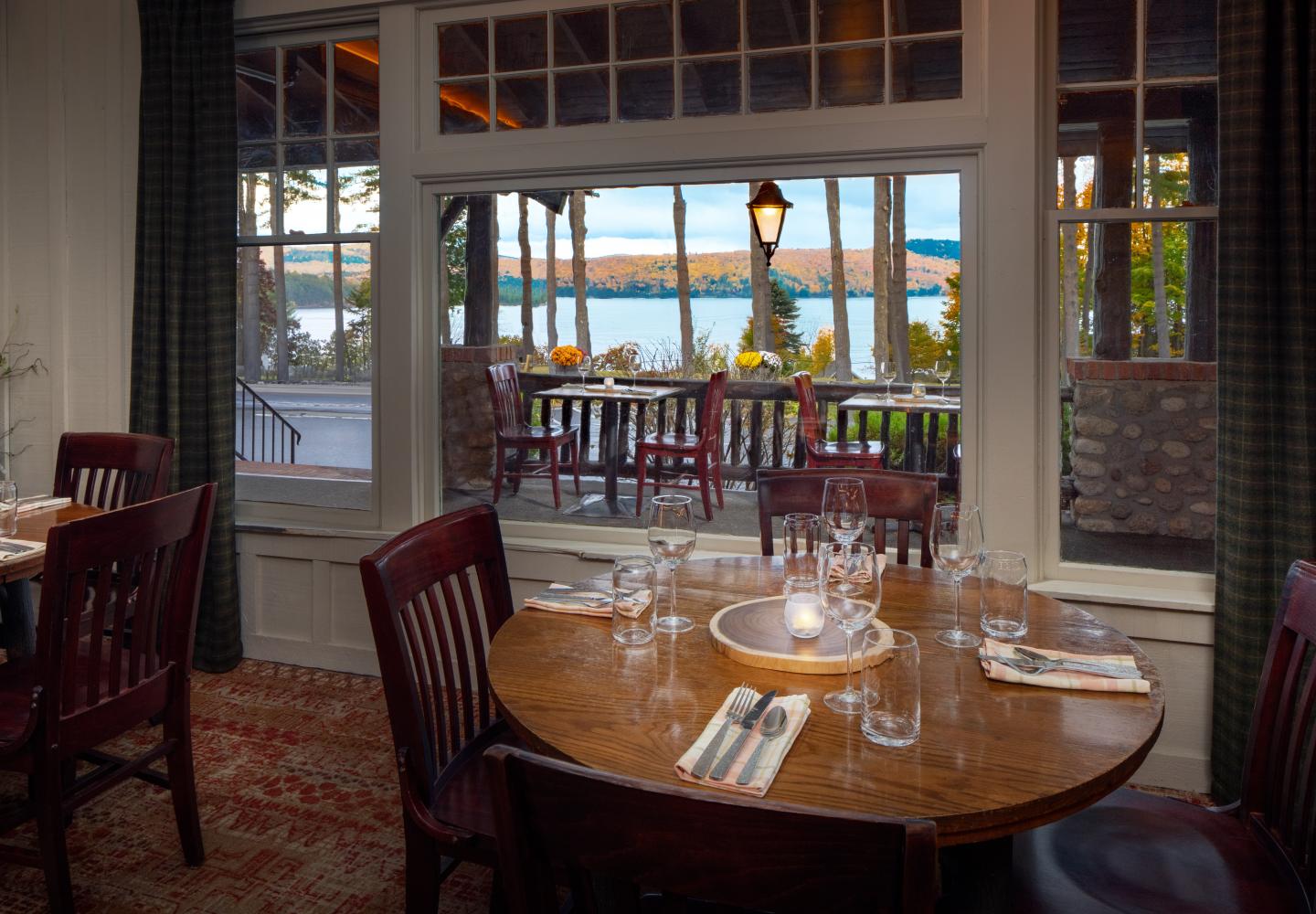 The restaurant view from the Lodge at Schroon Lake