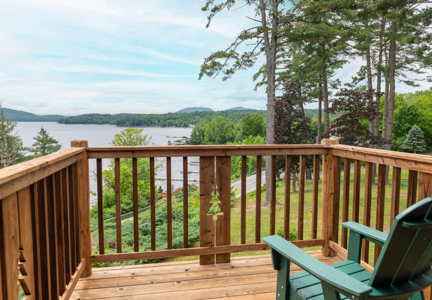 A view of the lake from a chalet deck at the Lodge at Schroon Lake