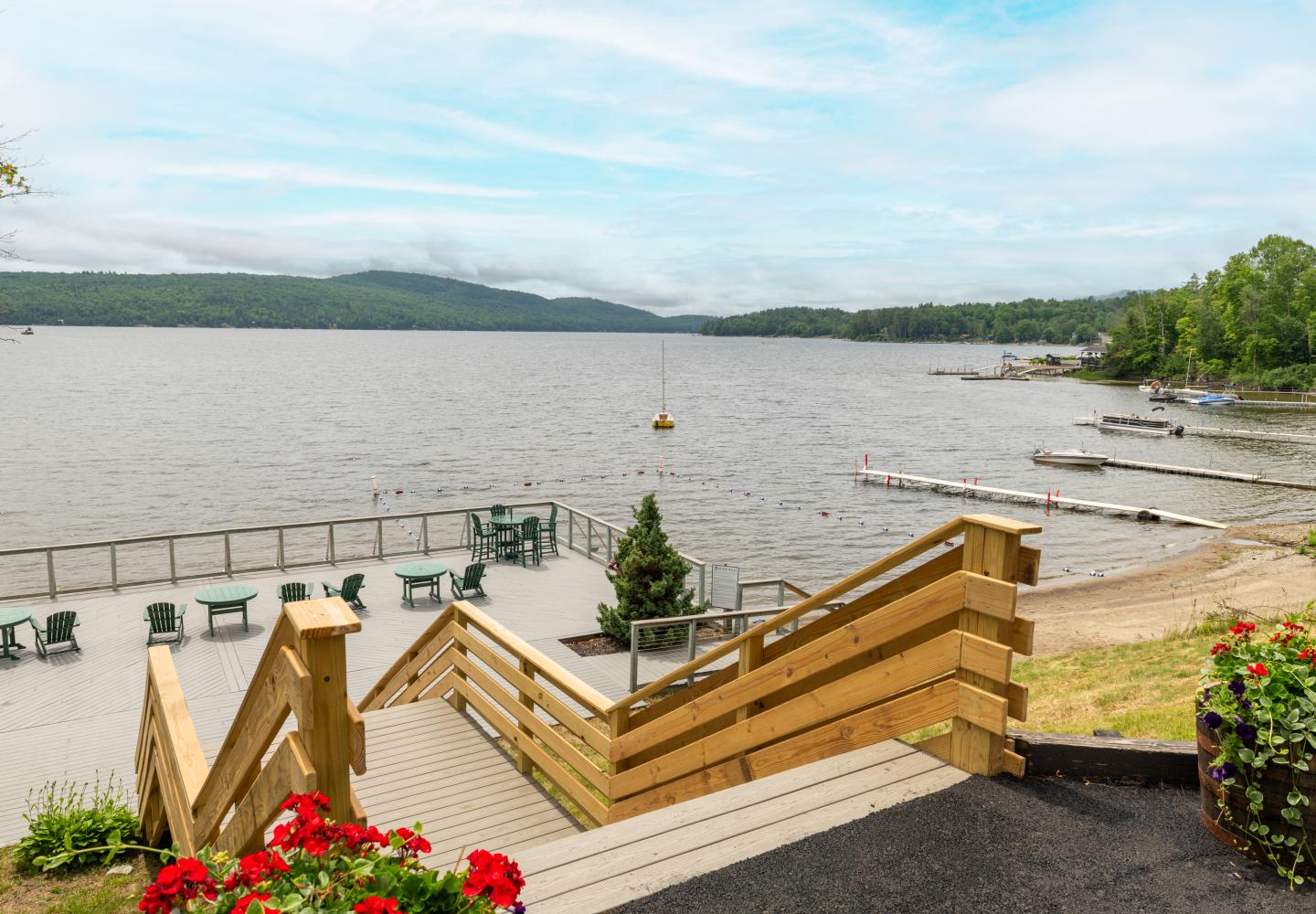 A view of the beach at the Lodge at Schroon Lake