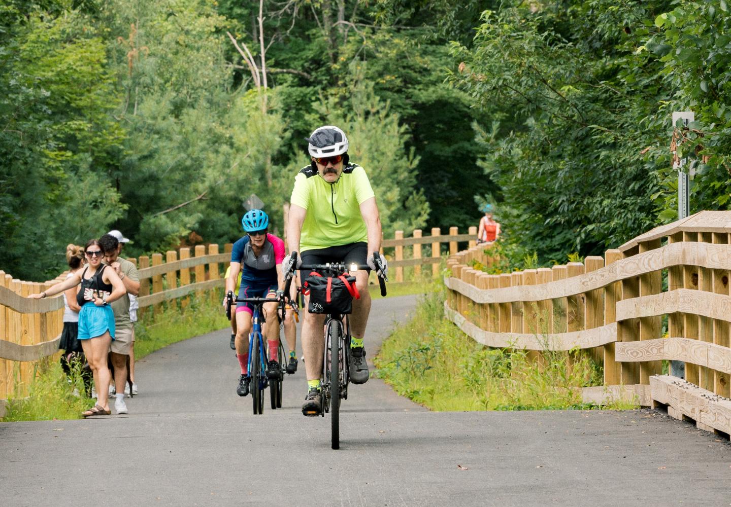 Cyclists enjoy the Adirondack Rail Trail in Saranac Lake