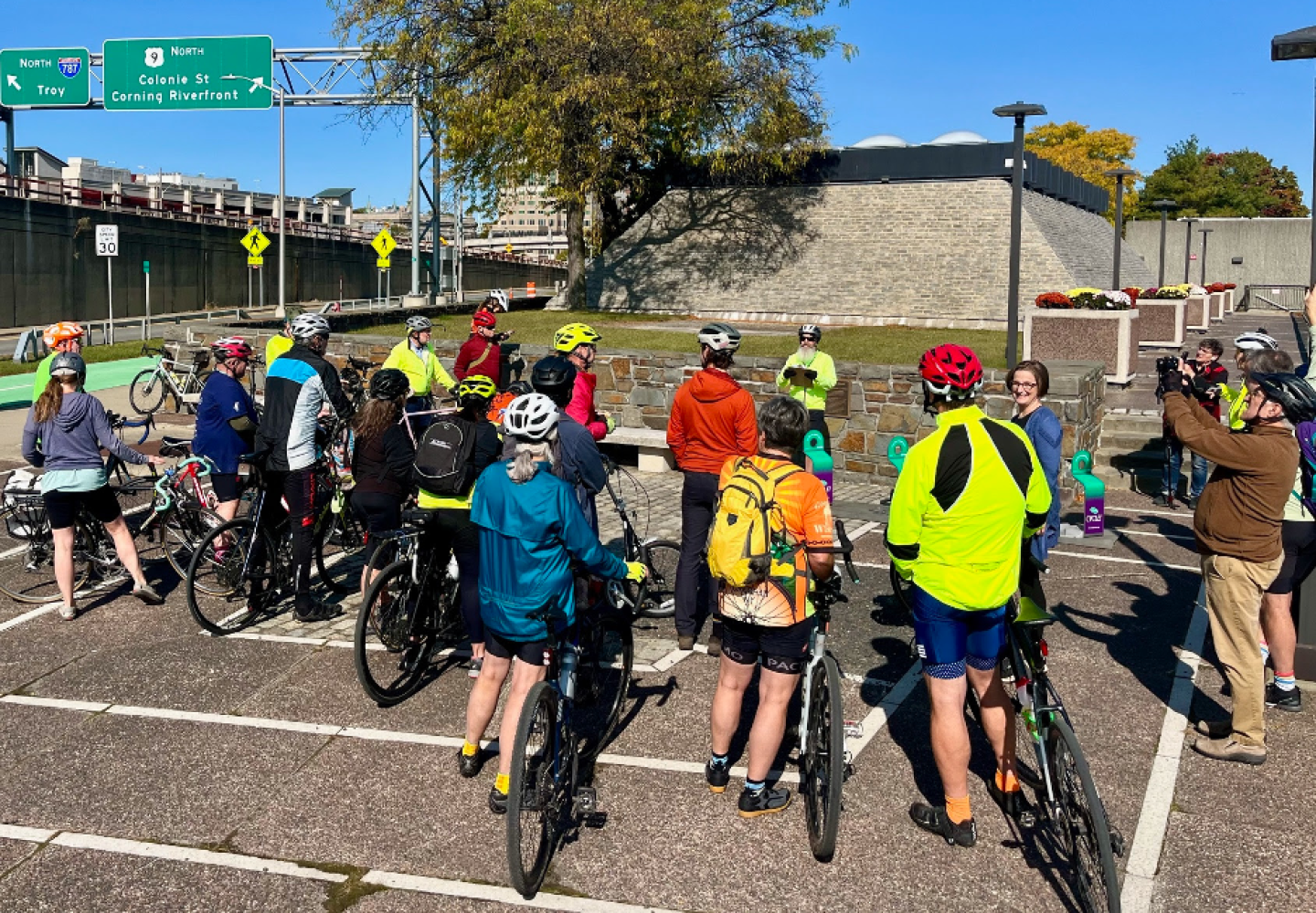 Cyclists gather for a group ride led by the New York Bicycling Coalition