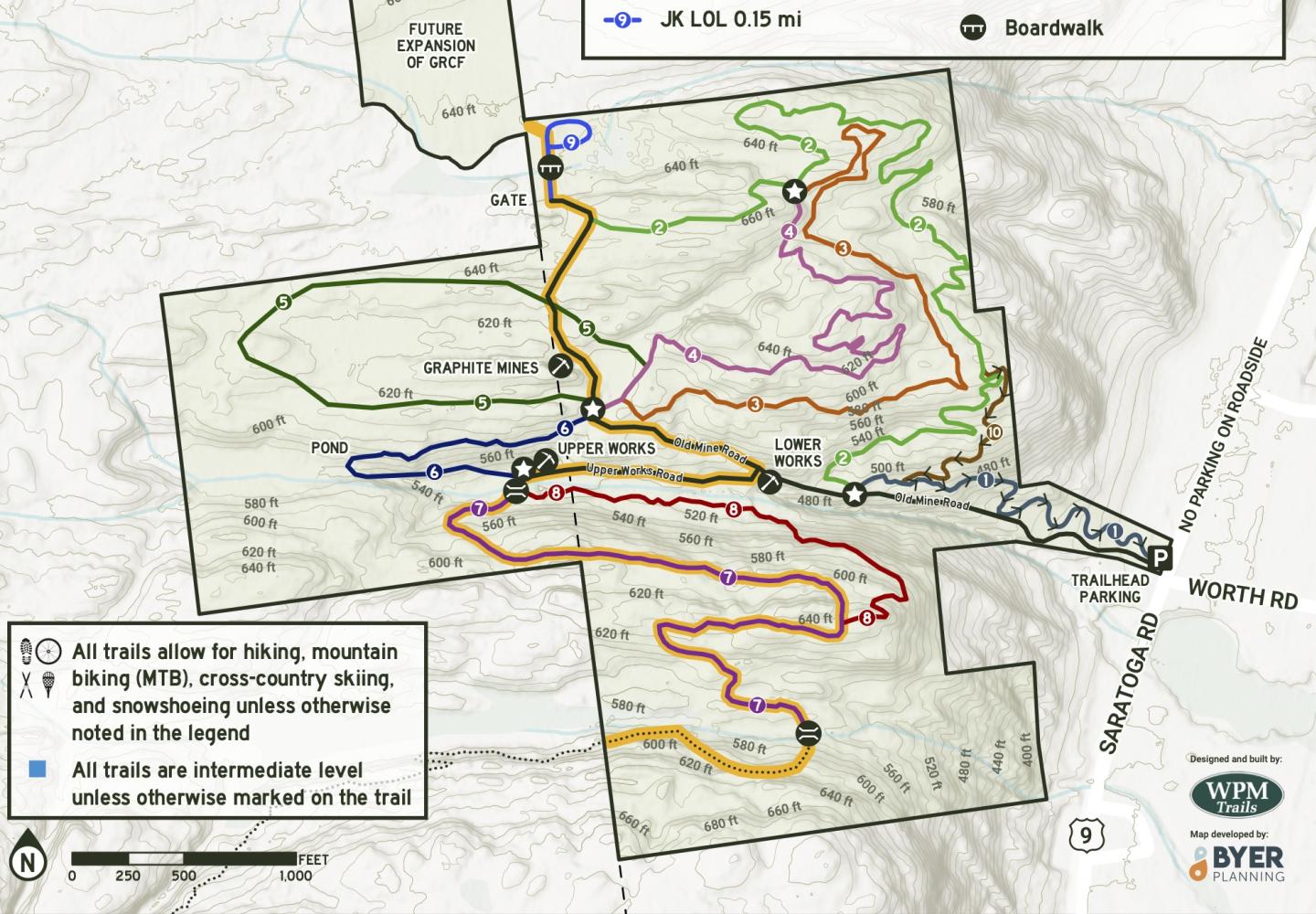 A trail map of the Graphite Range Community Forest
