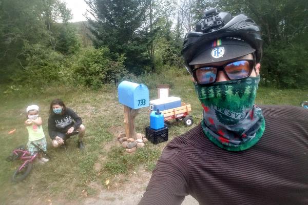 These folks (I think they are Joa and Janelle) are awesome dot watchers and have put out snacks (apples, etc.) for riders on the long climb over Jay Mountain.