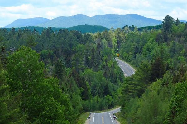 The high peaks rise over the Blue Ridge Road. 